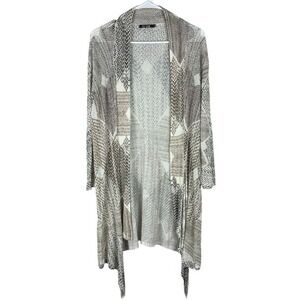 Nic & Zoe Open Cardigan Knit Sweater Women's Large P Linen Blend Cascade Neutral